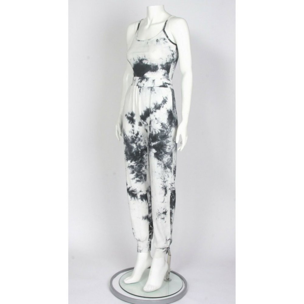 JOYFUNEAR 2-piece Bodysuit Top & Casual Pants Ivory Gray Tiedye Small NEW - 015